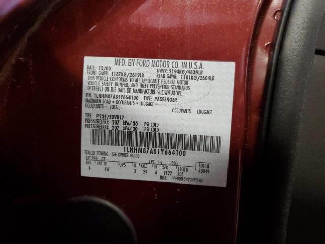 1LNHM87A81Y664100 - 2001 LINCOLN LS 勃艮第红 照片 13