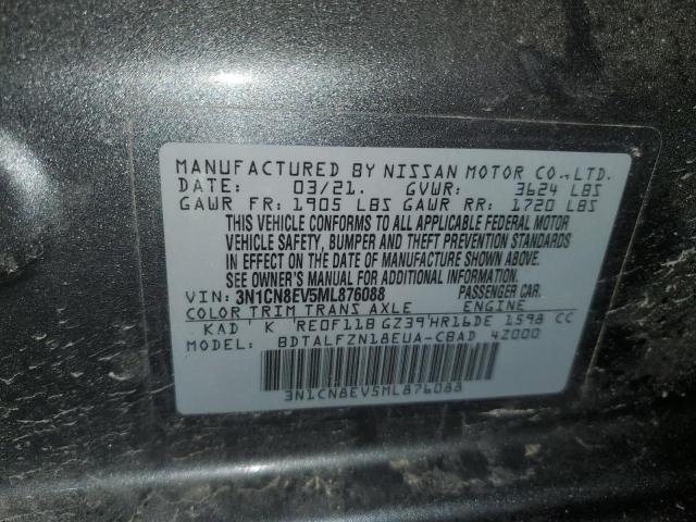 3N1CN8EV5ML876088 - 2021 NISSAN VERSA SV CHARCOAL photo 12