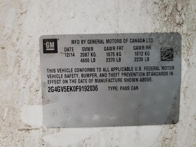 2G4GV5EK0F9192036 - 2015 BUICK REGAL 白色 照片 12