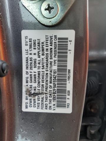 19XFB2F94FE042161 - 2015 HONDA CIVIC EXL GRAY photo 13