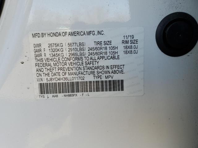 5J8YD4H36LL011702 - 2020 ACURA MDX WHITE photo 13