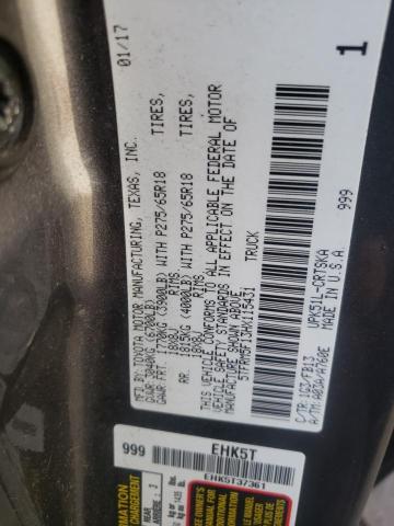 5TFRM5F13HX115431 - 2017 TOYOTA TUNDRA DOUBLE CAB SR/SR5 GRAY photo 12