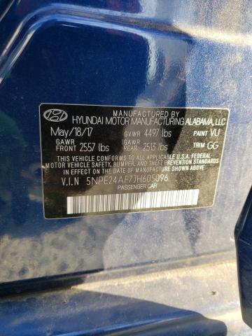 5NPE24AF7JH605096 - 2018 HYUNDAI SONATA SE BLUE photo 12