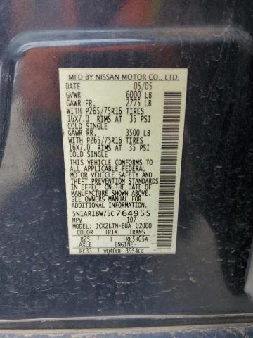 5N1AR18W75C764955 - 2005 NISSAN PATHFINDER LE გრაფიტი ფოტო 12