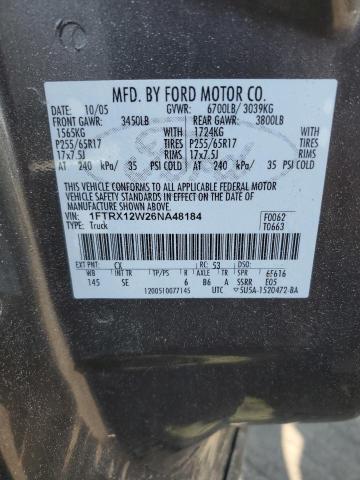 1FTRX12W26NA48184 - 2006 FORD F150 GRAY photo 12