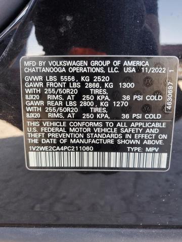 1V2WE2CA4PC211060 - 2023 VOLKSWAGEN ATLAS CROS SE Czarny zdjęcie 14