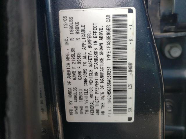 1HGCM56486A060251 - 2006 HONDA ACCORD LX GRAY photo 12