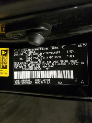 5TDJKRFH0FS143438 - 2015 TOYOTA HIGHLANDER XLE BLACK photo 13