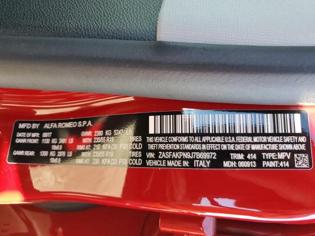 ZASFAKPN9J7B69972 - 2018 ALFA ROMEO STELVIO SPORT წითელი ფოტო 13