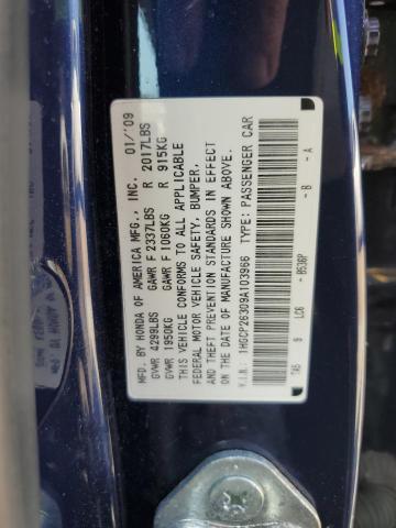 1HGCP26309A103966 - 2009 HONDA ACCORD LX BLUE photo 12