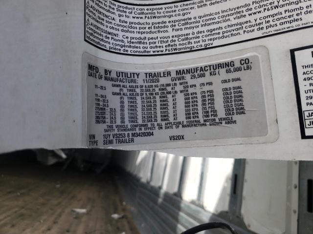 1UYVS2538M3420304 - 2021 UTILITY TRAILER WHITE photo 10
