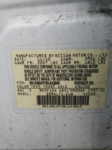 3N1AB6APXBL643865 - 2011 NISSAN SENTRA 2.0 WHITE photo 12