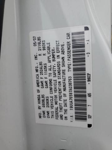 19UUA76597A038763 - 2007 ACURA TL TYPE S WHITE photo 13