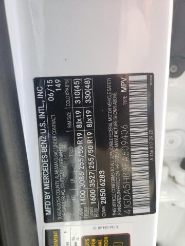 4JGDA5HB3FA609406 - 2015 MERCEDES-BENZ ML 350 4MATIC WHITE photo 10