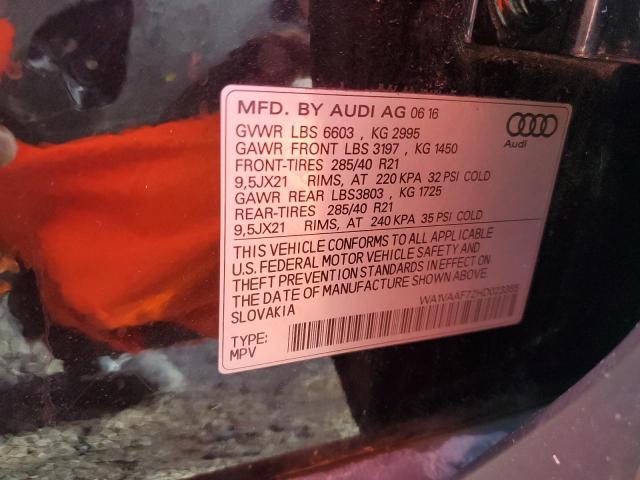 WA1VAAF72HD023355 - 2017 AUDI Q7 PRESTIGE შავი ფოტო 12