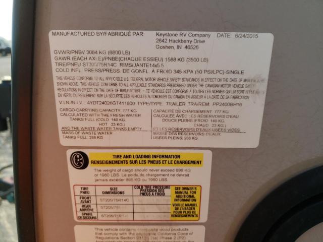 4YDT24026GT411800 - 2016 KEYSTONE PASSPORT 米色 照片 10
