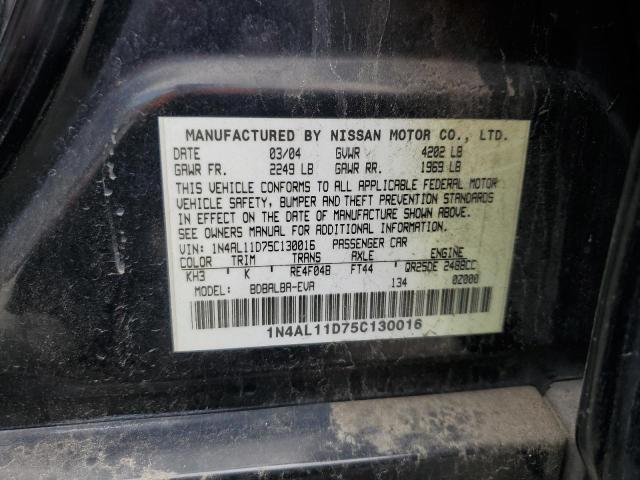 1N4AL11D75C130016 - 2005 NISSAN ALTIMA S BLACK photo 12