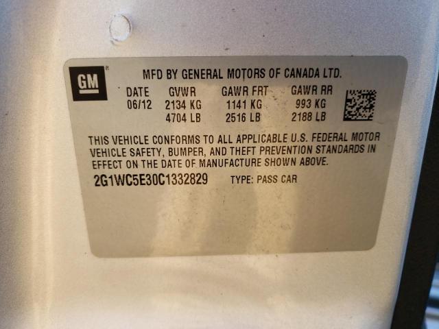 2G1WC5E30C1332829 - 2012 CHEVROLET IMPALA LTZ SILVER photo 12