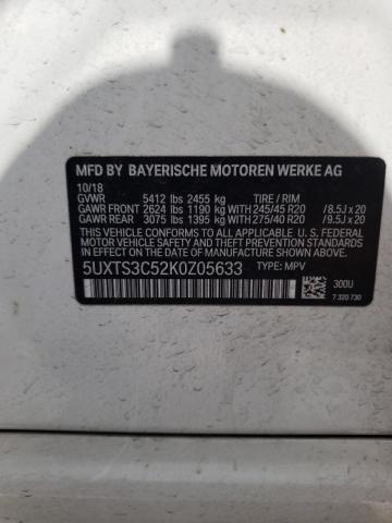 5UXTS3C52K0Z05633 - 2019 BMW X3 XDRIVEM WHITE photo 13