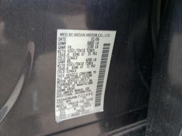 5N1AA08A46N722495 - 2006 NISSAN ARMADA SE GRAY photo 14