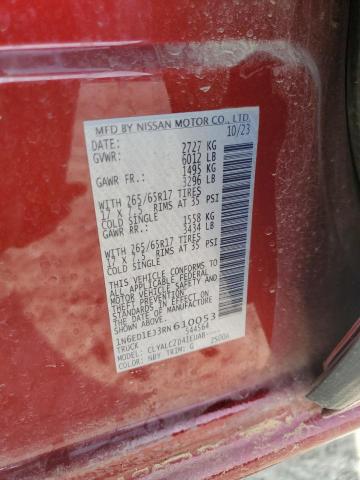 1N6ED1EJ3RN610053 - 2024 NISSAN FRONTIER S წითელი ფოტო 12