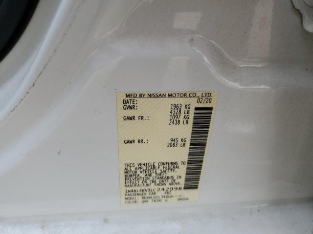 1N4BL4BV3LC242998 - 2020 NISSAN ALTIMA S WHITE photo 12