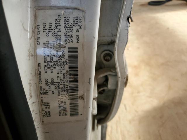 JT3GN86R410203564 - 2001 TOYOTA 4RUNNER SR5 WHITE photo 12