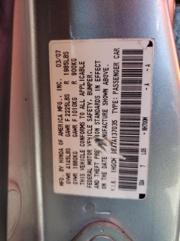 1HGCM56897A137035 - 2007 HONDA ACCORD EX SILVER photo 12