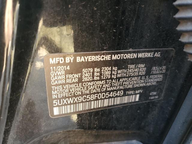 5UXWX9C58F0D54649 - 2015 BMW X3 XDRIVE28I BLACK photo 12