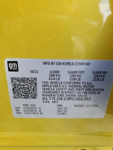 KL77LGE23RC066382 - 2024 CHEVROLET TRAX 1RS YELLOW photo 12