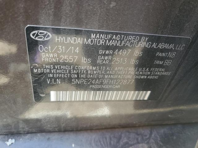 5NPE24AF9FH122877 - 2015 HYUNDAI SONATA SE BLACK photo 12