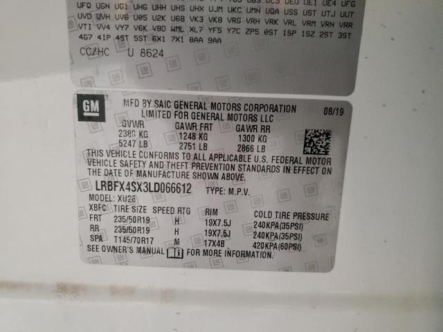 LRBFX4SX3LD066612 - 2020 BUICK ENVISION PREMIUM II WHITE photo 14