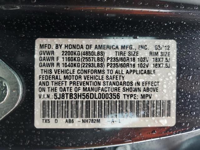 5J8TB3H56DL000356 - 2013 ACURA RDX TECHNOLOGY GRAY photo 13