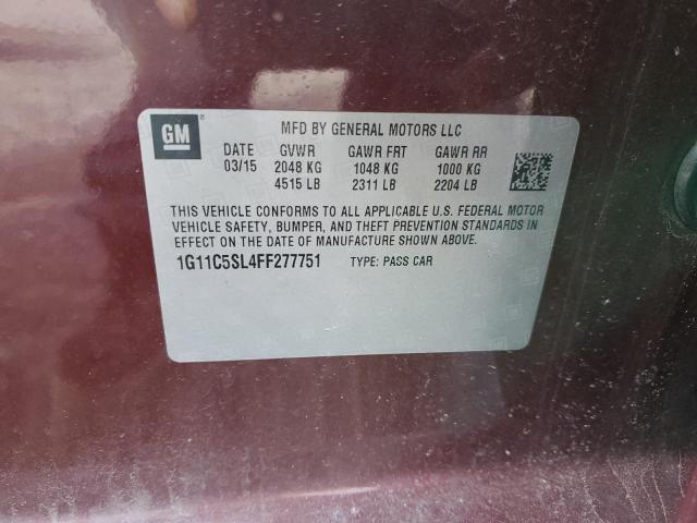 1G11C5SL4FF277751 - 2015 CHEVROLET MALIBU 1LT 勃艮第红 照片 12