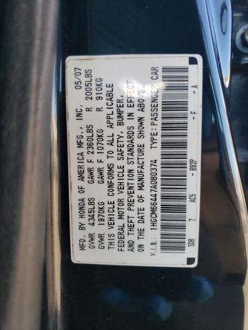 1HGCM66447A080374 - 2007 HONDA ACCORD SE BLACK photo 12