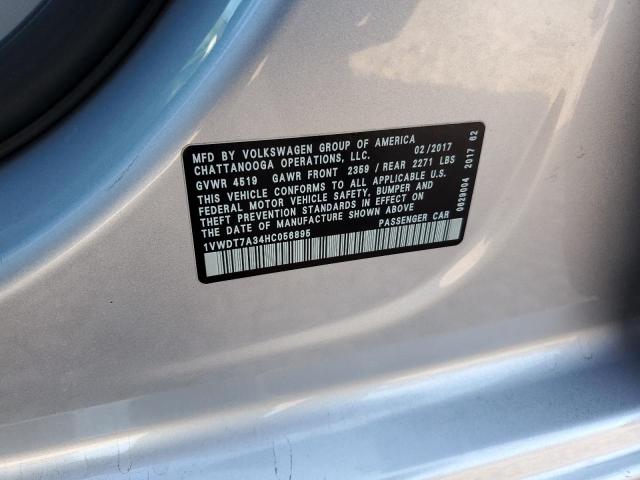 1VWDT7A34HC056895 - 2017 VOLKSWAGEN PASSAT R-LINE ვერცხლისფერი ფოტო 12