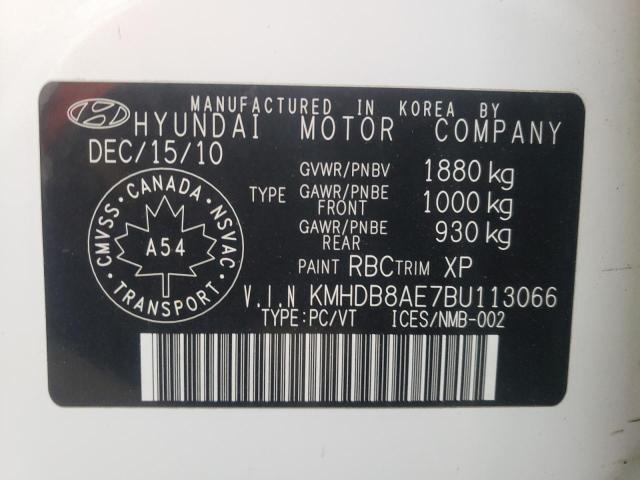 KMHDB8AE7BU113066 - 2011 HYUNDAI ELANTRA TO GLS WHITE photo 12