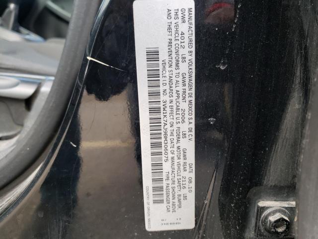 3VW1K7AJ9BM306075 - 2011 VOLKSWAGEN JETTA BASE BLACK photo 12