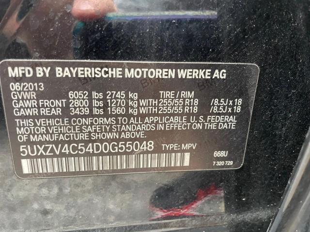 5UXZV4C54D0G55048 - 2013 BMW X5 XDRIVE35I BLACK photo 10