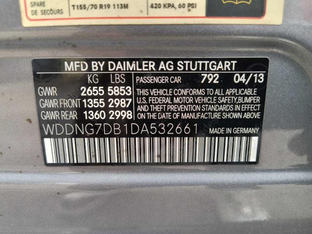 WDDNG7DB1DA532661 - 2013 MERCEDES-BENZ S 550 GRAY photo 10