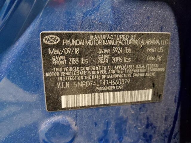 5NPD74LF4JH360879 - 2018 HYUNDAI ELANTRA SE BLUE photo 13