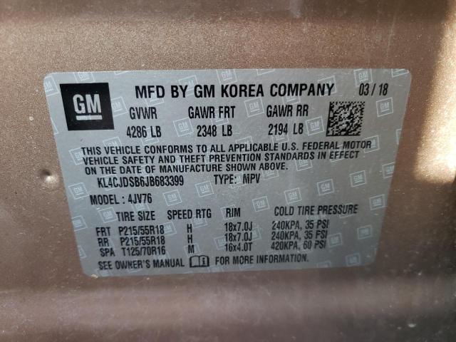 KL4CJDSB6JB683399 - 2018 BUICK ENCORE PREMIUM TAN photo 13