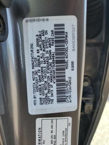 4T1BE32K73U684841 - 2003 TOYOTA CAMRY LE CHARCOAL photo 12