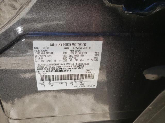 2LMPJ6LR6JBL36812 - 2018 LINCOLN MKX RESERVE გრაფიტი ფოტო 13