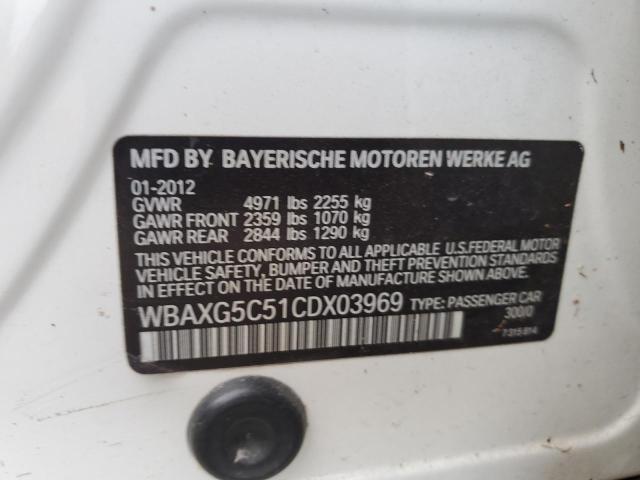WBAXG5C51CDX03969 - 2012 BMW 528 I WHITE photo 12
