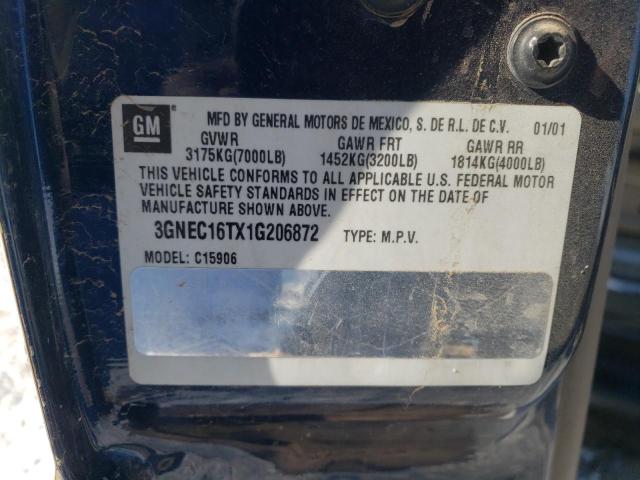 3GNEC16TX1G206872 - 2001 CHEVROLET SUBURBAN C1500 BLUE photo 13