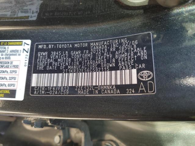 2T1KR32E56C592115 - 2006 TOYOTA COROLLA MA XR BLACK photo 13