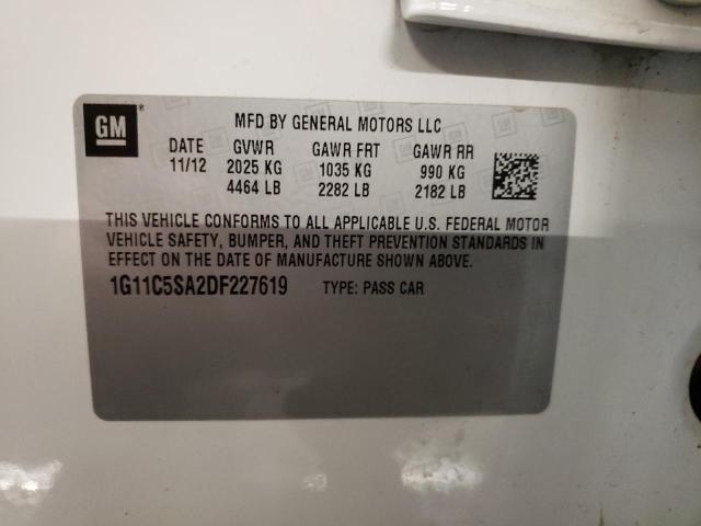1G11C5SA2DF227619 - 2013 CHEVROLET MALIBU 1LT WHITE photo 12
