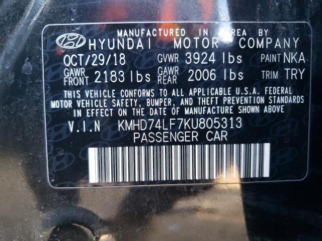 KMHD74LF7KU805313 - 2019 HYUNDAI ELANTRA SE BLACK photo 13