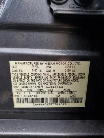 1N4BA41E87C824074 - 2007 NISSAN MAXIMA SE GRAY photo 12